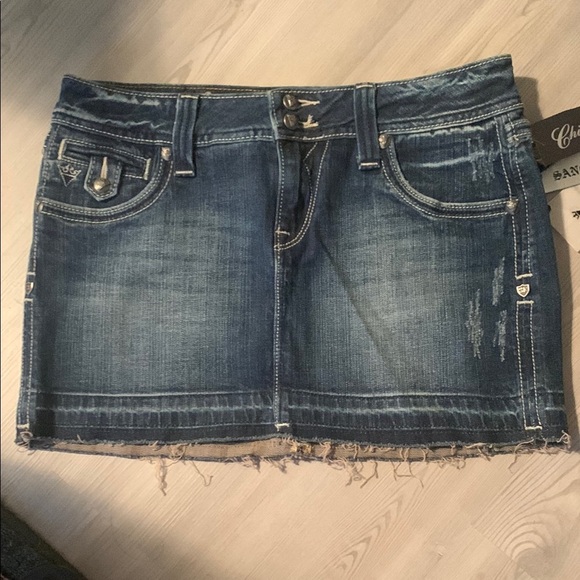 Grace Blue Cropped jeans skirt with Distressed Wash - Picture 5 of 10